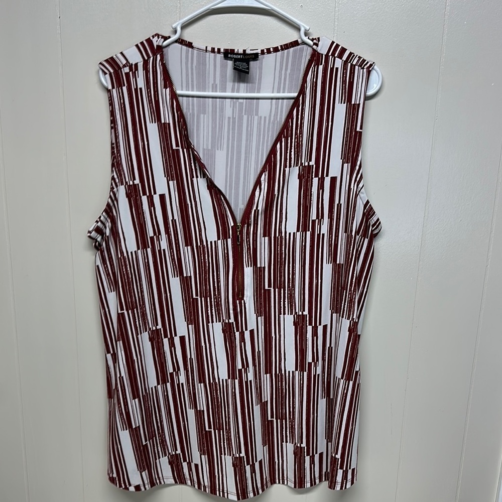 Robert Louis White and Red Graphic Tank Top Relaxed Fit